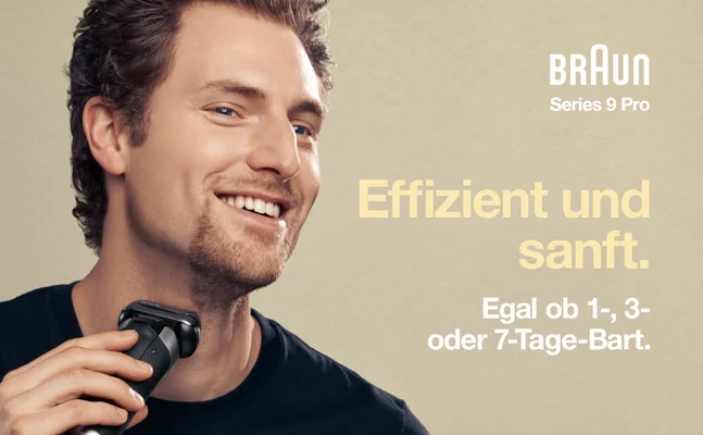Braun series 9 pro. Effizient und saft. Egal ob 1-,3-, oder 7-tage-bart