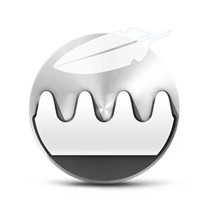 Braun Logo mit stilisierter Feder, die für sanfte Rasur oder Hautpflege steht.