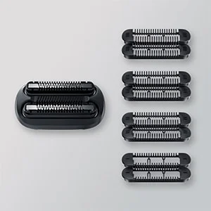 Braun Scherkopf mit mehreren Ersatzklingen, die die Präzision und die Lebensdauer des Rasierers verlängern.