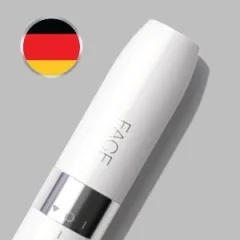 Braun Face Epilierer im Detail, mit Fokus auf das schlanke, weiße Design.