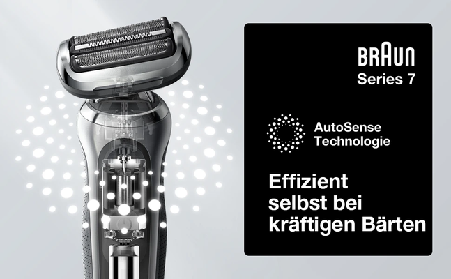 braun series 7, autosense technologie, effizient selbst bei kraftigen barten