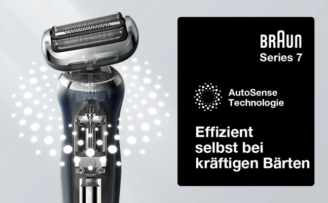 Braun Series 7. AutoSense Technologie. Effizient selbst bei kraftigen barten.