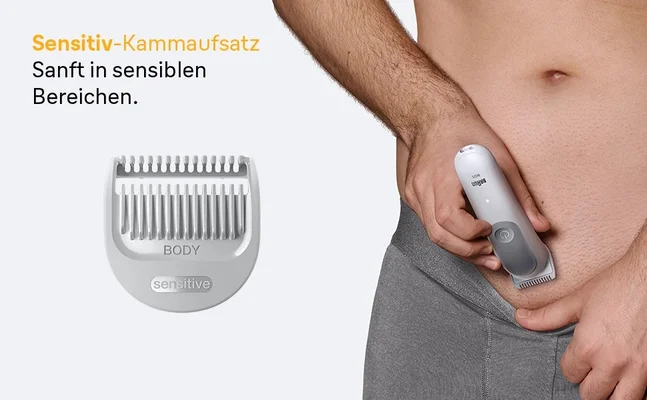 Der Braun Bodygroomer Series 5 kann zum Rasieren und Trimmen sensibler Bereiche verwendet werden.