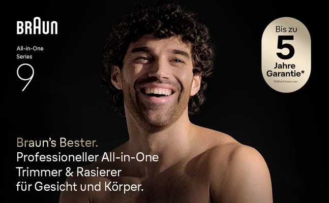 Braun All-in-One Series 9: Braun’s Bester. Professioneller All-in-One Trimmer & Rasierer für Gesicht und Körper.