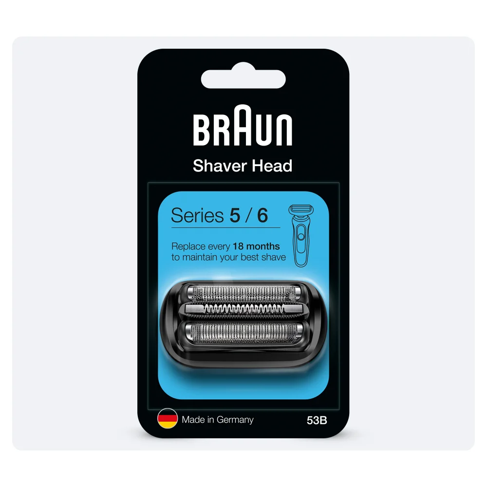 Braun Scherkopf Series 5/6, Verpackung mit Empfehlung zum 18-monatigen Austausch.