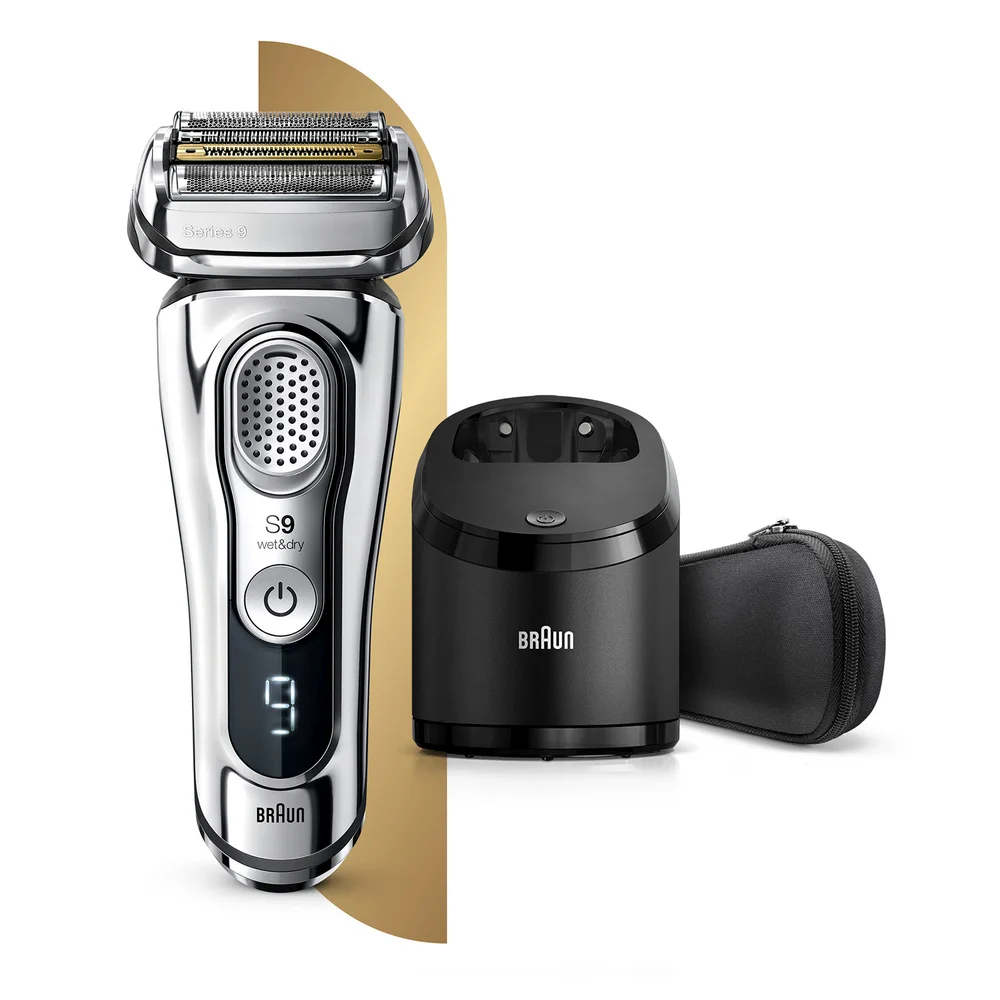 Braun Series 9 Rasierer, chrom, mit Reinigungsstation SmartCare Center und Reise-Etui Bild 1