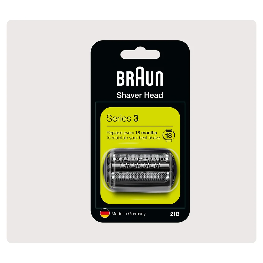 Braun Series 3 Scherkopf in Verpackung, mit Hinweis auf 18-monatigen Austausch.