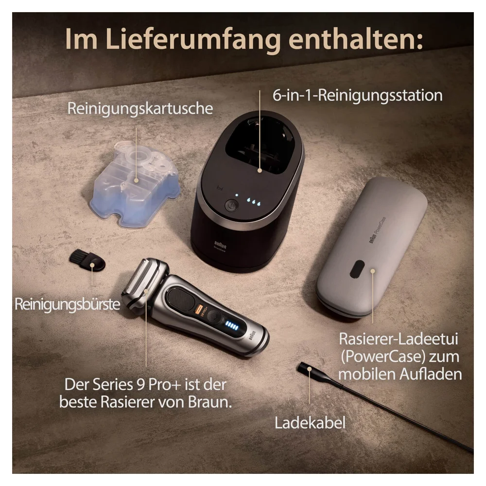Braun Series 9 Pro+ 9577cc Rasierer & 6 Reinigungskartuschen