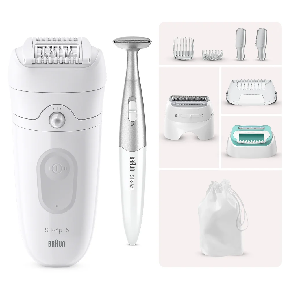 Braun Silk-épil 5 Epilierer und Trimmer mit umfangreichem Zubehör.