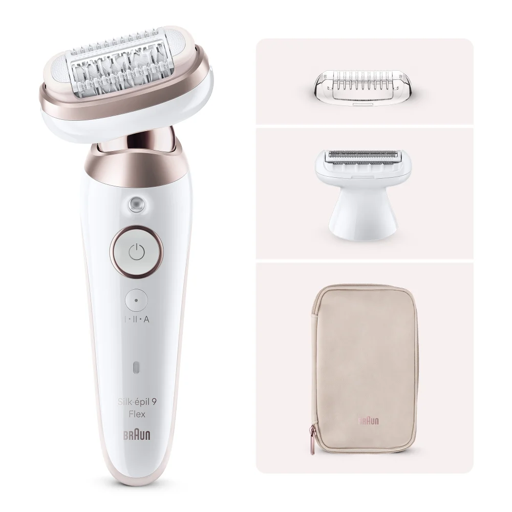 Braun Silk-épil 9 Flex Epilierer mit Trimmer, Rasieraufsatz und Etui.