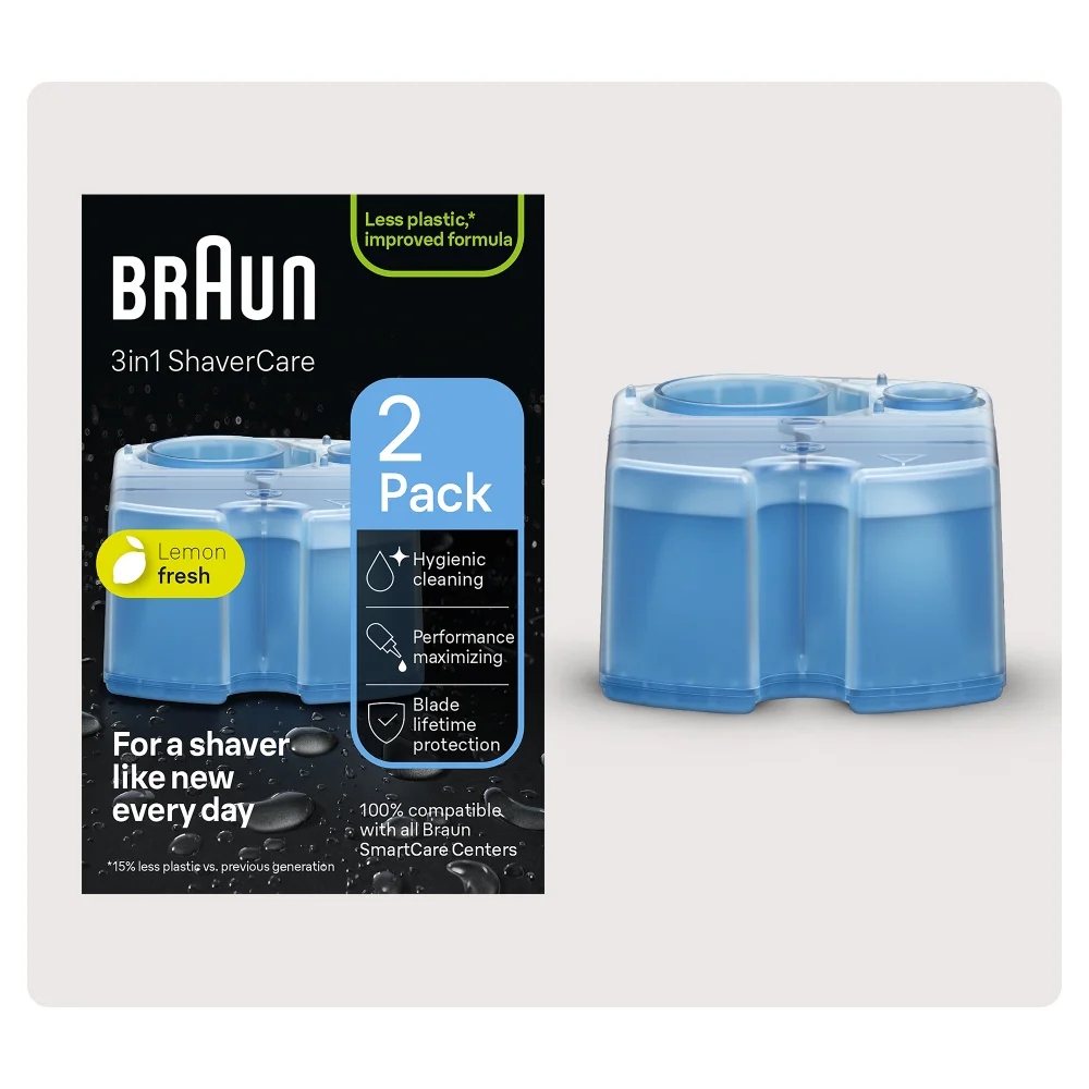 Braun 3in1 ShaverCare 2er-Pack Reinigungskartuschen, Lemon fresh, verbesserte Formel.