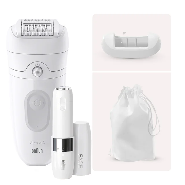 Braun Silk-épil 5 5-011 Epilierer Rasierset mit Braun Face Gesichtshaarentferner FS1000