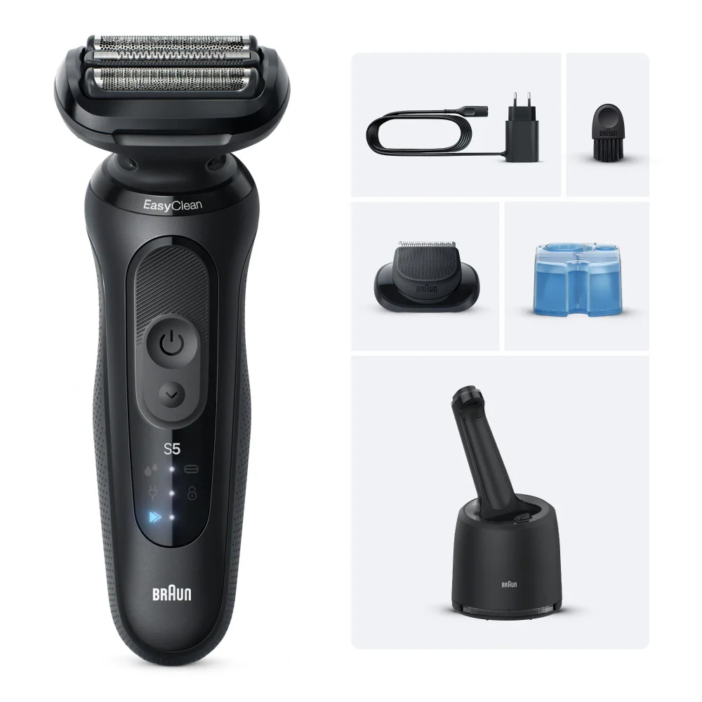 Braun Series 5 Elektrorasierer, Mit Reinigungsstation, EasyClick-Aufsätzen, 52-N7200cc, Schwarz Bild 1