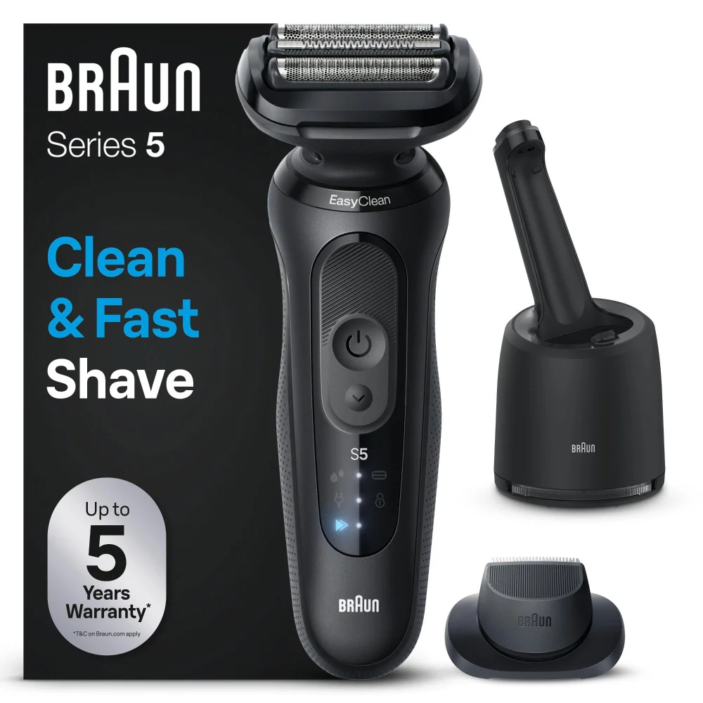 Braun Series 5 Elektrorasierer, Mit Reinigungsstation, EasyClick-Aufsätzen, 52-N7200cc, Schwarz Bild 1
