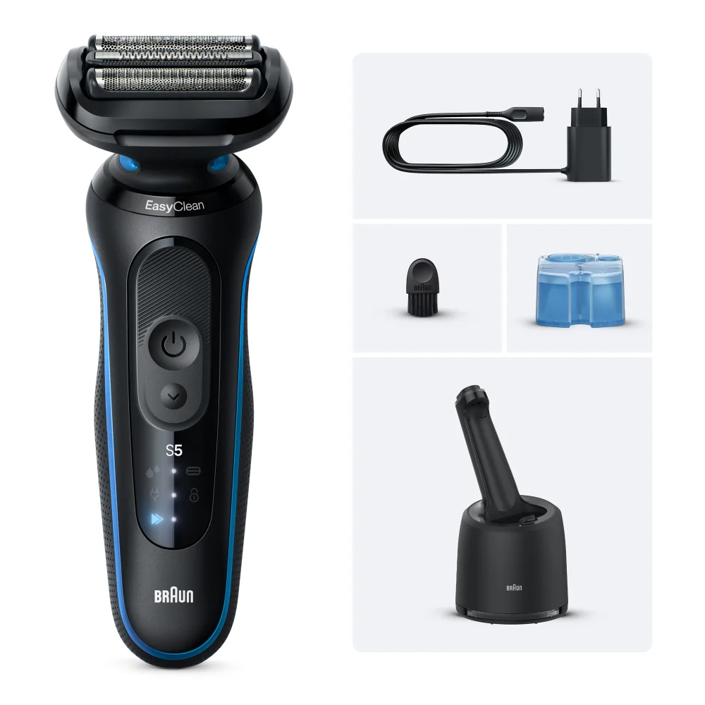 Braun Series 5 Rasierer mit EasyClean-Funktion und umfassendem Zubehör-Set.