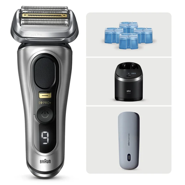 Braun Series 9 Pro+ 9577cc Elektrorasierer mit 4 Reinigungskartuschen