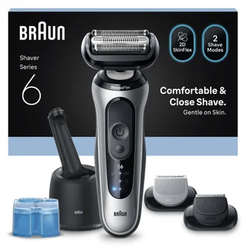 Braun Series 6 Elektrorasierer, SmartCare Center, +2 Aufsätze, 62-S7650cc, Silber