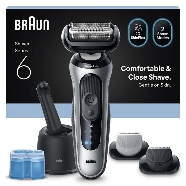 Braun Series 6 Elektrorasierer, SmartCare Center, +2 Aufsätze, 62-S7650cc, Silber
