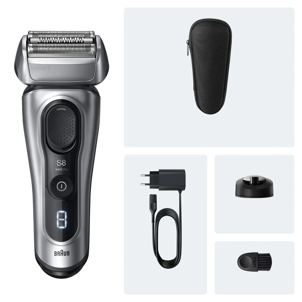 Braun Series 8 Elektrorasierer, SensoAdapt, Ladeständer, 8617s, Silber Bild 1