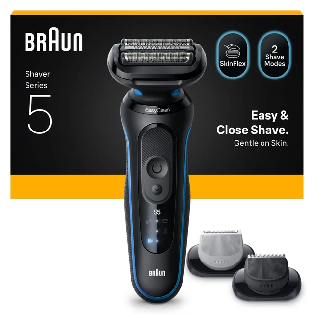 Braun Series 5 Elektrorasierer, Bis zu 50 min, +2 Aufsätze, 52-B1650s, Blau