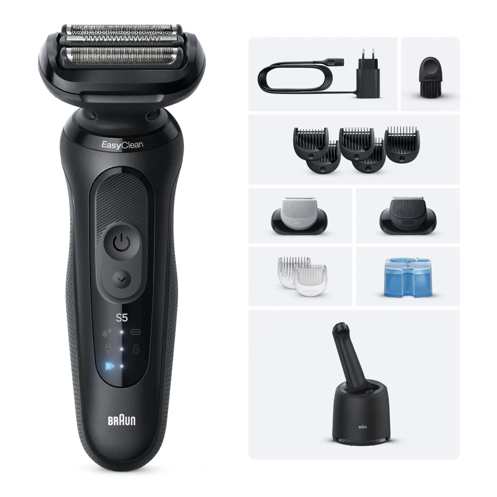 Braun Series 5 Elektrorasierer, Bis zu 50 min, SmartCare Center, +2 Aufsätze, 52-N7650cc, Schwarz Bild 1