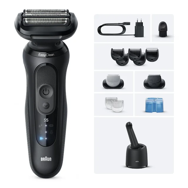Braun Series 5 Elektrorasierer, Bis zu 50 min, SmartCare Center, +2 Aufsätze, 52-N7650cc, Schwarz