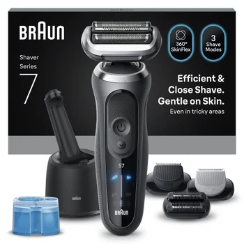Braun Series 7 Elektrorasierer, SmartCare Center, +3 Aufsätze, 72-G7865cc, Grau