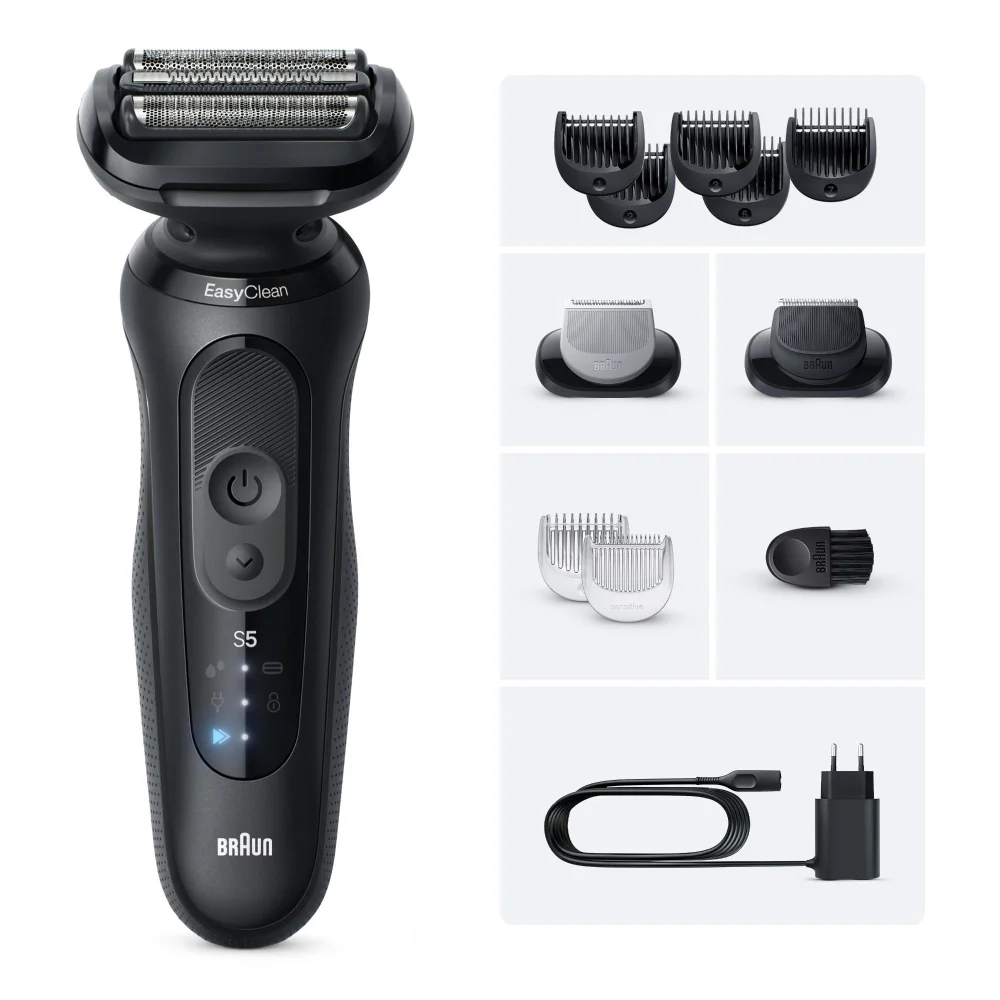 Braun Series 5 Elektrorasierer, Bis zu 50 min, +2 Aufsätze, 52-N1650si, Schwarz Bild 1
