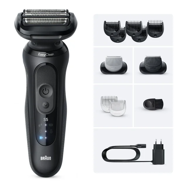 Braun Series 5 Elektrorasierer, Bis zu 50 min, +2 Aufsätze, 52-N1650si, Schwarz