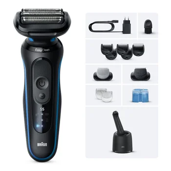 Braun Series 5 Elektrorasierer, Bis zu 50 Min, SmartCare Center, +2 Aufsätze, 52-B7650cc, Blau