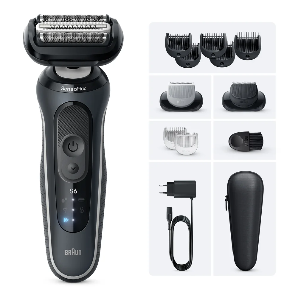 Braun Series 6 Rasierer mit SensoFlex und vielfältigem Zubehörset.