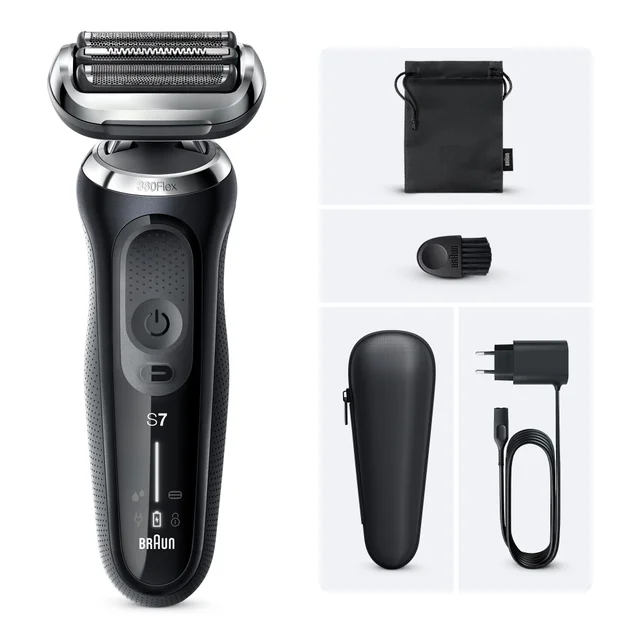 Braun Series 7 71-N1000s Elektrorasierer für Herren, 360° Flex, Wet&Dry, wiederaufladbarer, kabelloser Rasierer, Schwarz