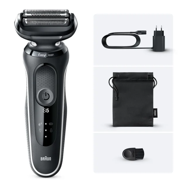 Braun Series 5 51-W1000s Elektrorasierer, EasyClean, Wet&Dry, wiederaufladbarer, kabelloser Rasierer, Weiß