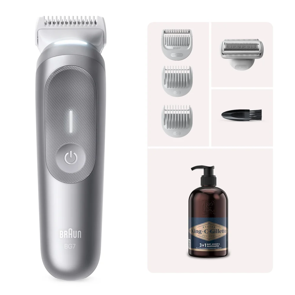 Braun Bodygroomer Series 7 BG7550 + King C. Gillette 3-in-1 Bart-, Gesichts- und Haarwaschgel Bild 1