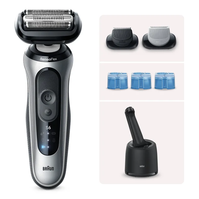 Braun Rasierer Series 6 62-S7650cce + Braun 3-in-1 ShaverCare Reinigungskartuschen, 2x