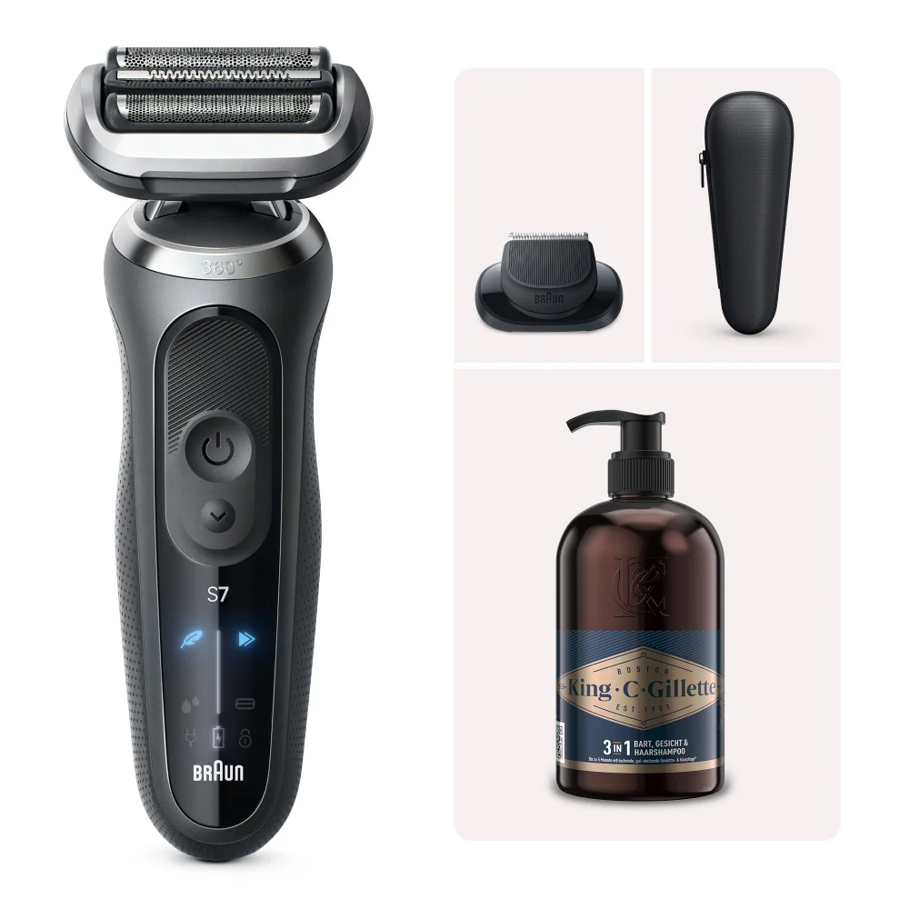 Braun Series 7 Elektrischer Rasierer 72-G1200S + King C. Gillette 3-in-1 Bart-, Gesichts- und Haarwaschgel Bild 1