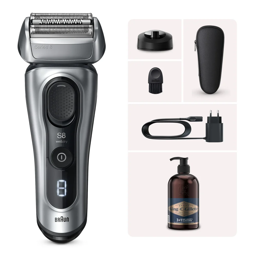Braun Series 8 Rasierer 8617s + King C. Gillette 3-in-1 Bart-, Gesichts- und Haarwaschgel für Männer, 350 ml Bild 1