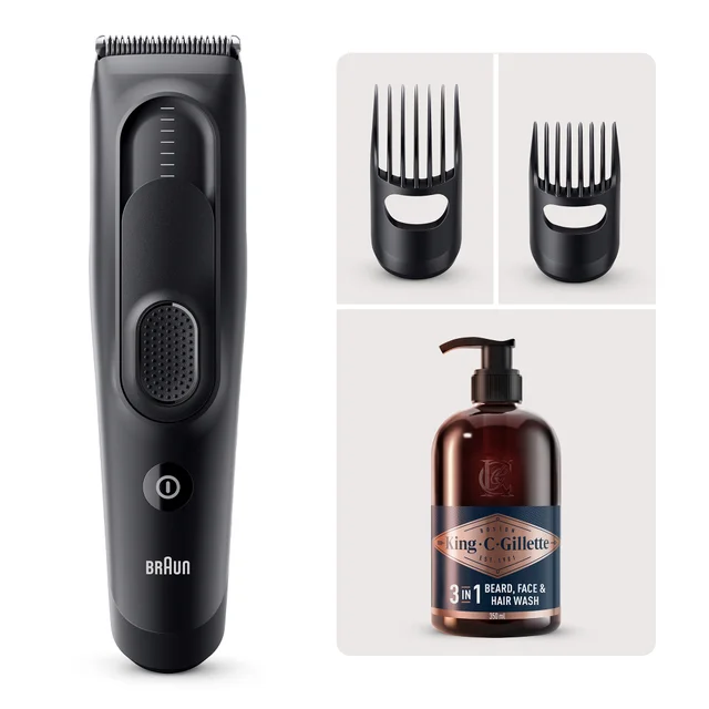 Braun Series 5 Haarschneider HC5530 mit King C. Gillette Bartshampoo