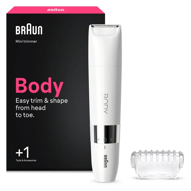 Braun Body Mini-Trimmer BS1000 - Körperhaarentfernung für Frauen und Männer, Weiß