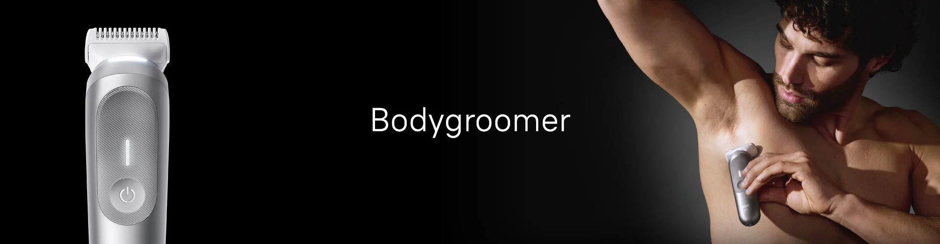 Bild zeigt einen Mann, der mit dem Braun Bodygroomer nach vorne blickt.
