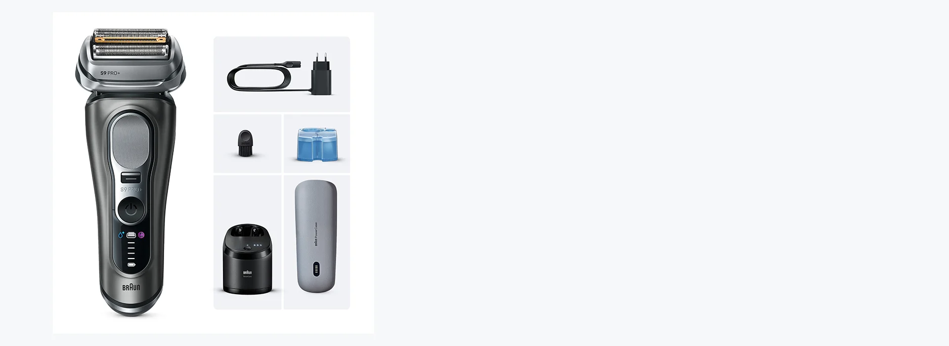 Series 9 PRO+ Elektrorasierer 9675cc Produktkomponenten