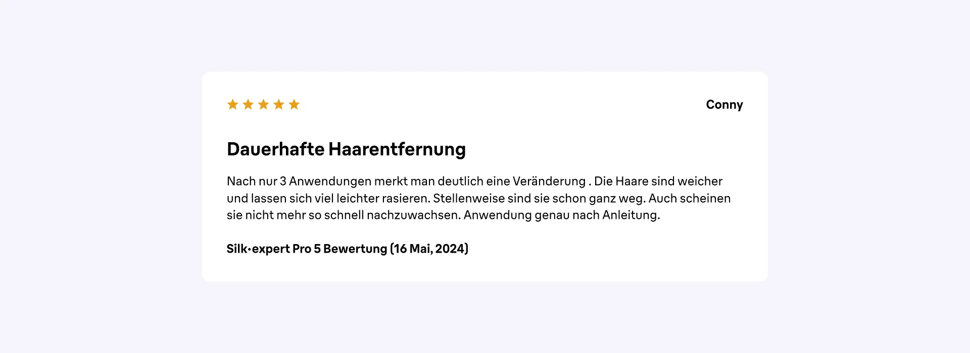 Screenshot einer 5-Sterne-Bewertung, die am 16. Mai 2024 von einem Kunden hinterlassen wurde.