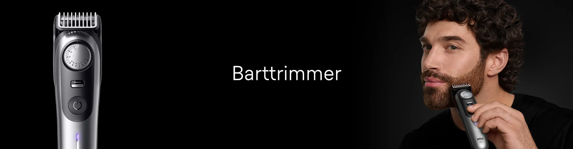 Bild zeigt einen Mann, der mit dem Braun Barttrimmer nach vorne blickt