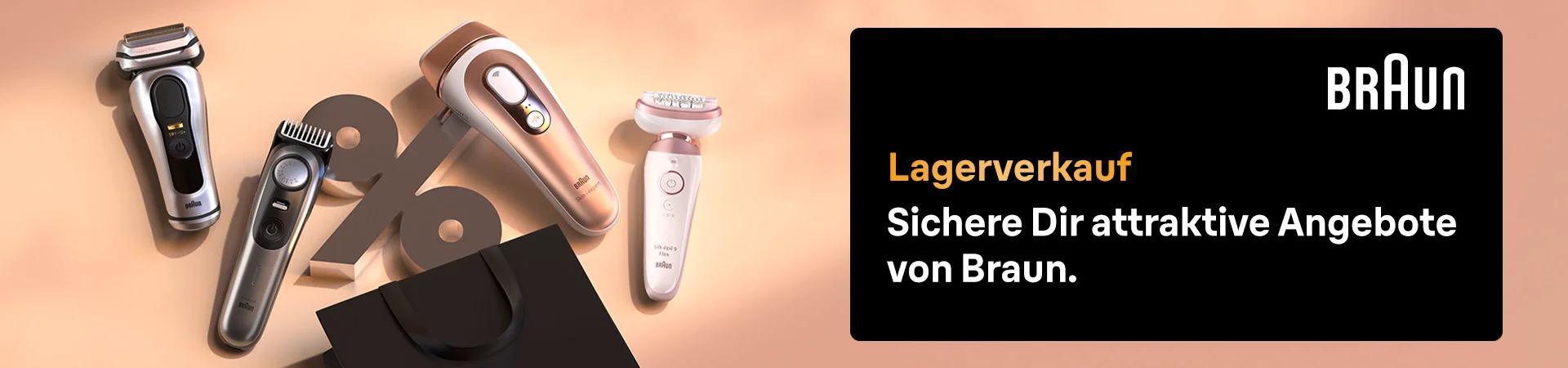 Infografik zeigt Braun-Produkte und das Ausverkaufsangebot