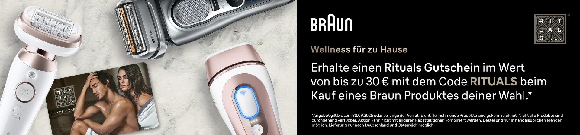 Infografik zeigt Braun-Produkte und das Rituals-Geschenkkartenangebot