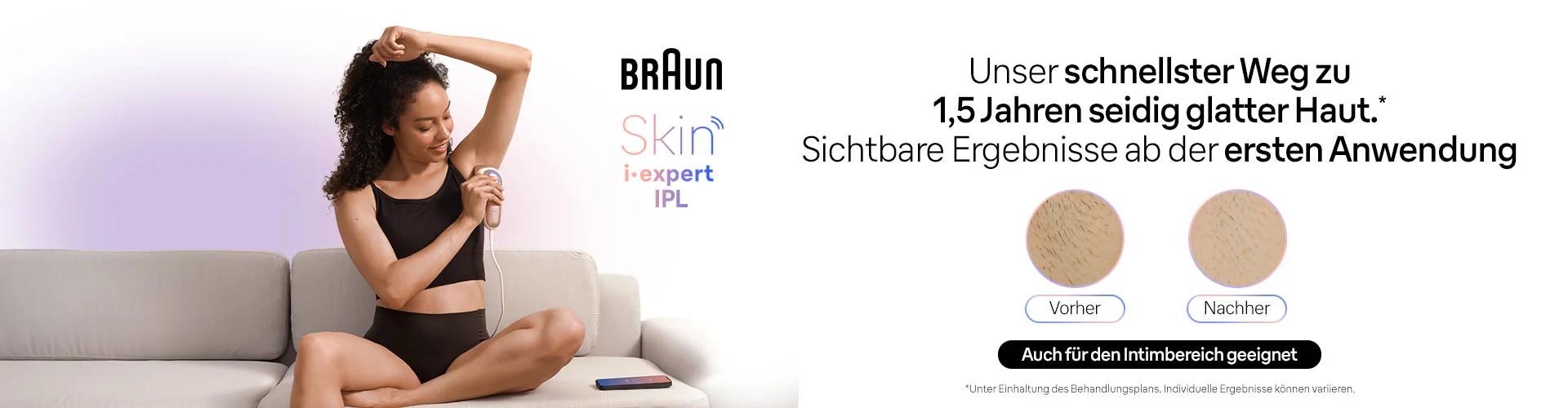 Infografik zeigt Frau beim Rasieren der Achselhöhle als schnellsten Weg zu einem Jahr seidig glatter Haut.