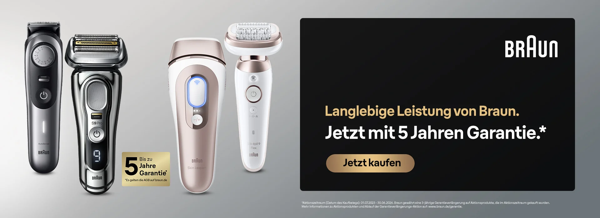 Infografik zeigt Braun-Produkte und die 5-Jahres-Garantie