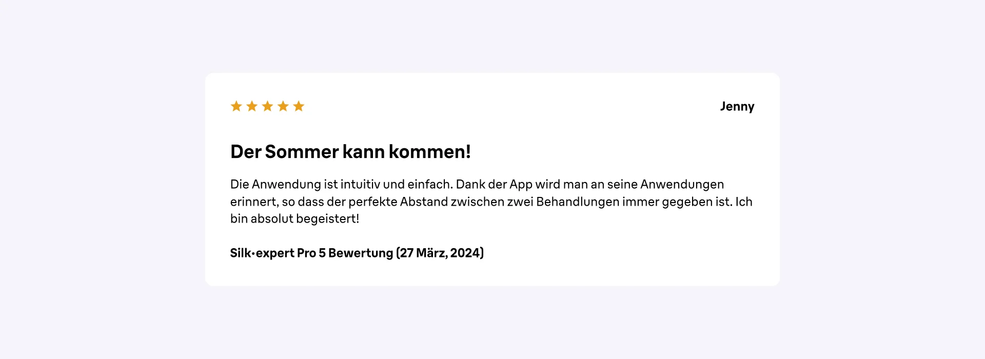 Screenshot einer 5-Sterne-Bewertung, die am 27. März 2024 von einem Kunden hinterlassen wurde.